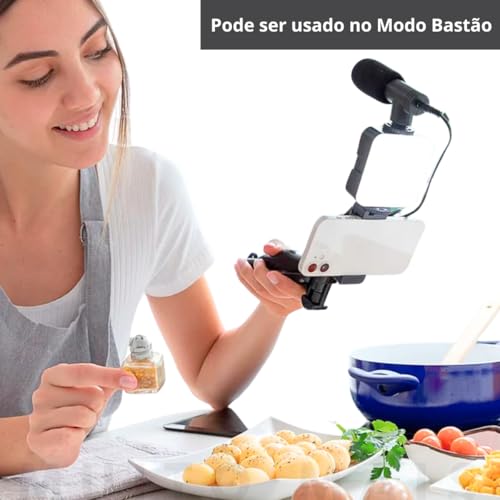 Tripé Suporte de Celular Gravação 5 em 1 com Ring Iluminação Led Microfone Vídeo Vlog Bluetooth Esta