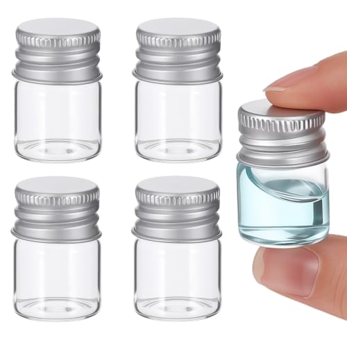 Image of 5ml Mini Mason Jars with Lids, 4 Pack Glass Mini Jam Jars Screw Cap Small Glass Jar Small Mason Glass Canning Jar for Spice, Jam, Honey, Jelly, Dessert, Shower Wedding Favors, DIY Candles Decor