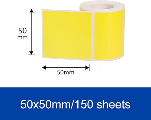Miniatura 2 de Cinta para etiquetadora de 1.97 x 1.97 pulgadas (1.969 x 1.969 in), etiqueta amarilla térmica, impermeable, para organización de oficina en casa,