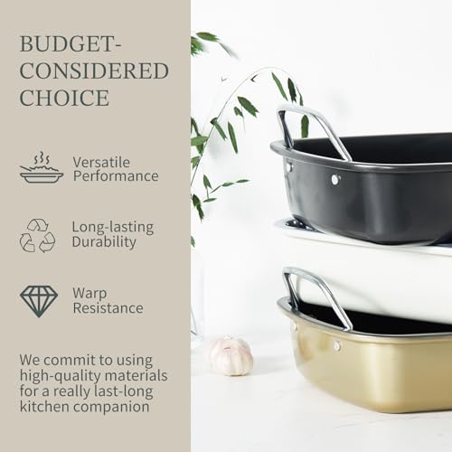 image for KITESSENSU Large Roasting Pan with Rack - 25 LB Nonstick Turkey Roaste