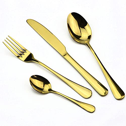 Cuillere de table en acier inoxydable dore et set de couteaux avec boite silverware rose 24 cm