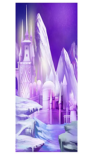 Chambre enfant autocollant de porte dessin anime palais de glace magique