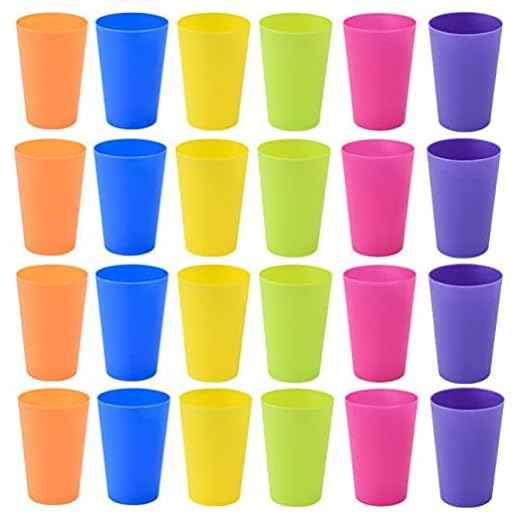 KAHEIGN 24 Piezas Reutilizable Copas De Plástico, 250ml para Niños Niños Durable Juego De Vasos De Vasos De Plástico para Beber para Cocina Fiestas Al Aire Libre Picnics Travel (6 Colores Brillantes)