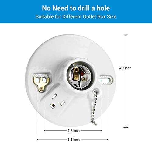 Dewenwils HPLS01A Light Socket With Grounded Outlet thumb #3