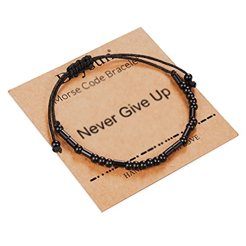 Morse Code Bracelets for Women Inspirational Gifts for Her Adjustable Black Adjustable Braided Men Bracelets Motivational Best Friend Birthday Gifts for Sister Daughter Mom Dad Christmas Jewelry…