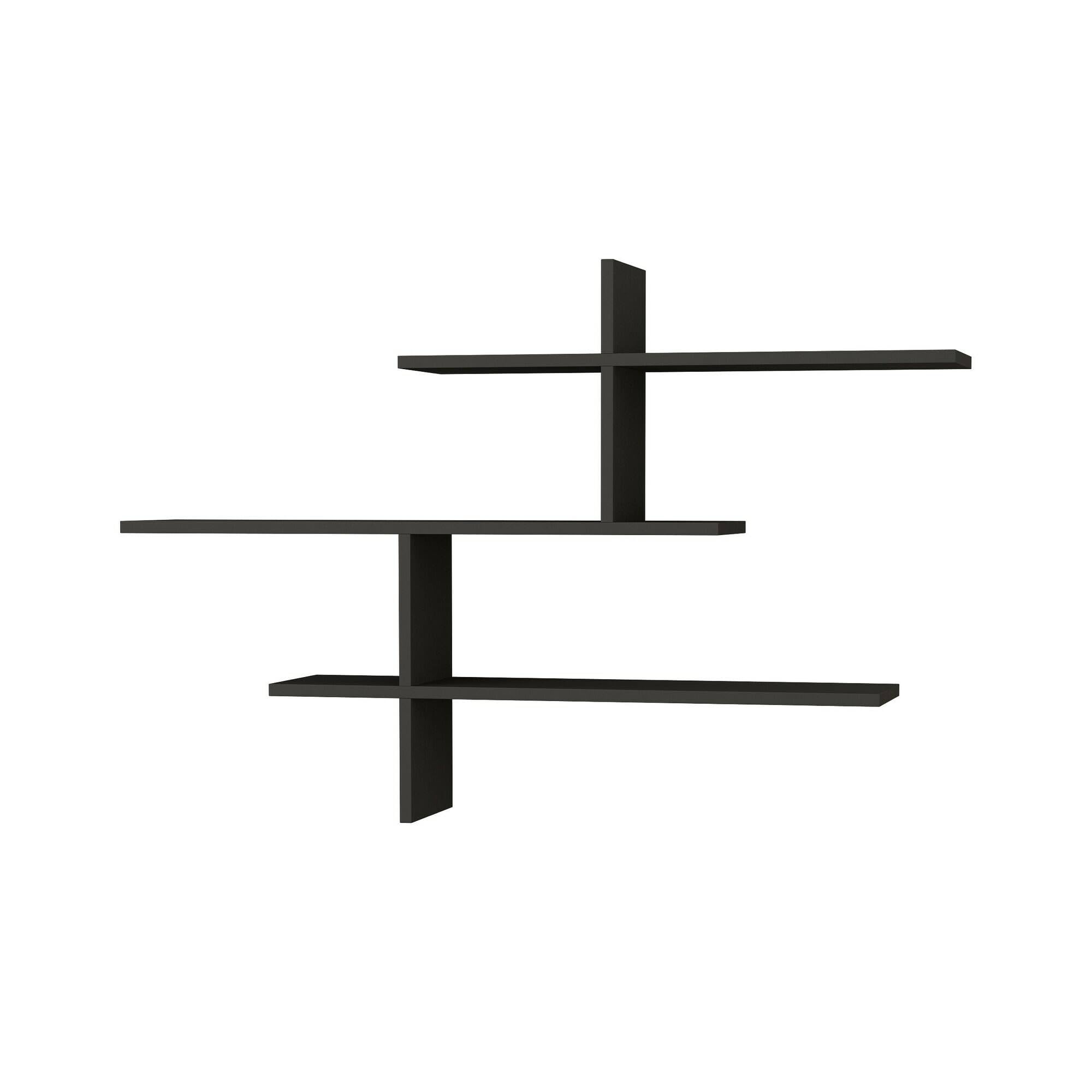 Dmora - Mensola Urania, Scaffale, Ripiano a muro, Scaffalatura multiuso, 123x22h81 cm, Antracite