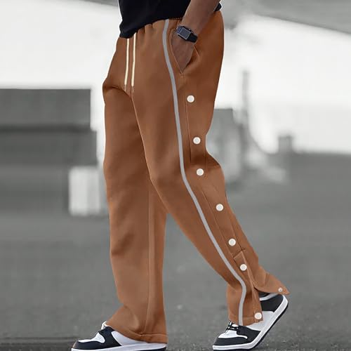 Casual Sweatpants for Men Side Button Elastic Waist Drawstring Active Running Jogging Pants Not Tear Away2