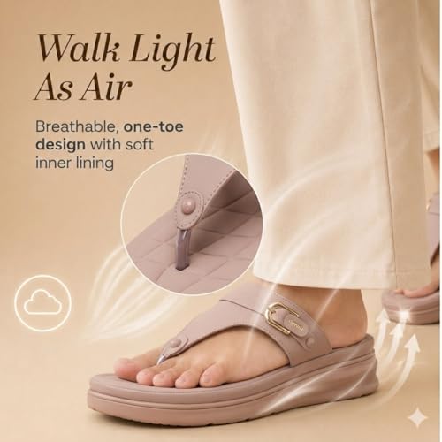 Image of Carrito, Women Wedge Heels Thong Sandals| Comfortable Flats Sandals | Comfort Orthopaedic Sandals for Women| Doctor Slippers /Flip-Flops | Arch Support & Heel Cushion | Lightweight Anti-Skid Sole | Ultra-Cushioned Shock Absorbing Footbed | Available in Open Toe & Toe Separator Style