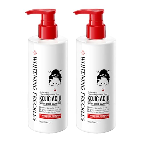 Loción corporal para aclarar la piel con ácido kójico, crema blanqueadora para las axilas, crema blanqueadora, suero de brillo corrector de puntos oscuros, con ácido kojic, hidratante, antiarrugas (2)