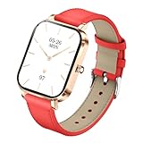 Plyisty Reloj Deportivo Inteligente para Mujer, Pantalla HD de 1,75' IP68 Reloj Digital con Cuerpo de Metal Ultrafino de 8,8 Mm Compatible con Llamadas Bluetooth Monitoreo de Salud (Rojo Dorado)
