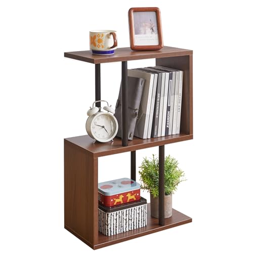 Aibiju Mesa Auxiliar en Forma de S, Mesita de Noche Moderna,Mesita de Sofá Estrecha para Espacios Pequeños, Sala de Estar, Dormitorio, Marrón YD-ST003LW