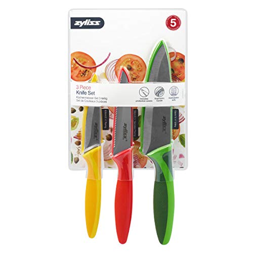 ZYLISS 3 Piece Value Knife Set with Sheath Covers, Stainless Steel