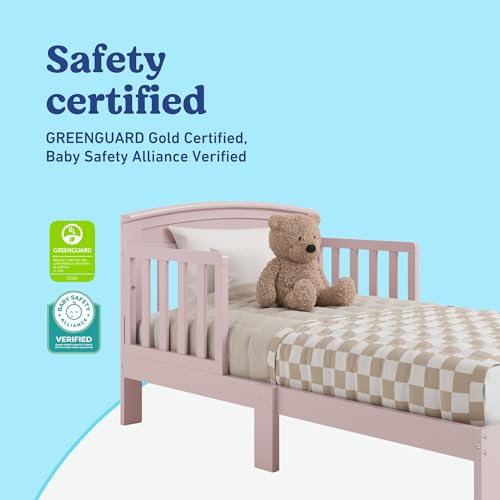 Image of Graco Benton Toddler Bed (Blush) - GREENGUARD Gold Certified, Baby Safety Alliance Verified, with Safety Toddler Guardrails, Fits Standard Crib Mattress, Easy Assembly, Kids Transition Bed