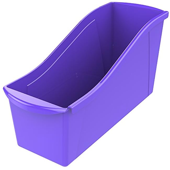 Storex Large Book Bin, Interlocking Plastic Organizer for Home, Office and Classroom, Purple, 6-Pack (71103A06C)