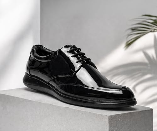 Image of Kraasa Men's Formal Lace-Up Shoes | Vegan Leather Upper | Airmix Sole | High Cushioning | Lightweight & Comfortable Office Dress Shoes