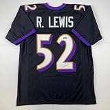 Facsimile Autographed Ray Lewis Baltimore Black Reprint Laser Auto Football Jersey Size Men's XL