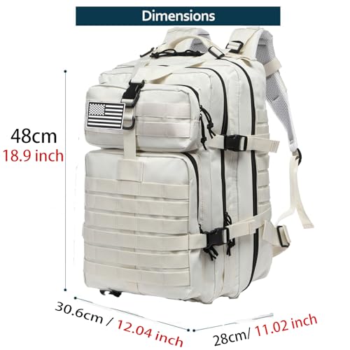 Miniatura 4 de Gujoin Mochila Tática 50 Litros Con Sistema Molle - Gran Capacidad Militar Impermeable Para Emergencias De 3 Días Caza Senderismo Y Acampadas - Mochila Para Actividades Al Aire Libre Blanco