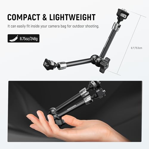 Image of NEEWER 11 inch Articulating Magic Arm with 360 Ball Heads & Locating Pins for ARRI, Camera Monitor Mount with 1 /4 inch Screws for DSLR Action Camera Monitor Video Light Compatible with SmallRig Cage Rig,ST16