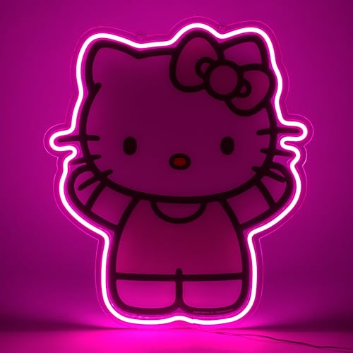 Image of Silver Buffalo Sanrio Hello Kitty LED Neon Light Die Cut Acrylic Wall Art, 16 inchx19 inch