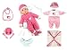 16" Soft Body Baby Doll Cuddly - Pink 10 Pieces Girl's Gift Toy Set - Making 6 Sounds with IC - Perfect for Kids 3+