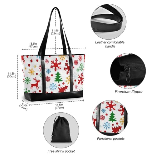 Merry Christmas Tree Snowflake Colorful trendy bags for women with zipper tote for college with diaper bolsa para laptop mujer4