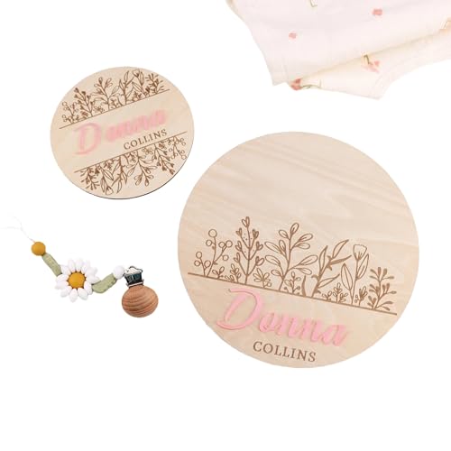 Letrero de anuncio de bebé, letrero personalizado con nombre de bebé, con estadísticas de nacimiento y diseño de huella de recién nacido, ideal para revelar el nombre del bebé y mostrar en el