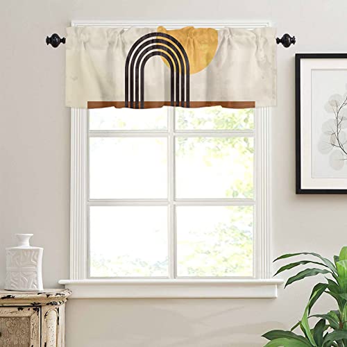 Window Curtain Kitchen Valance For Living Room Aesthetic Terracotta Mid Century Modern Abstract Art Rod Pocket Curtain Valance 1 Panel 54" X 18" #TOP2