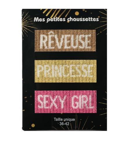 Calcetines con purpurina Felizz pack de 3 con frases Dream Princesse para calzado de mujer