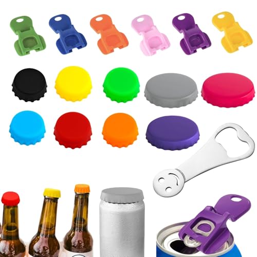 16 Stück Getränkedosen Verschluss Set, Getränkedosen Verschluss,Bierflaschenverschluss,Getränkedosenöffner,Bierflaschenöffner, Wiederverwendbare, für Bier Saft & Glasflaschen