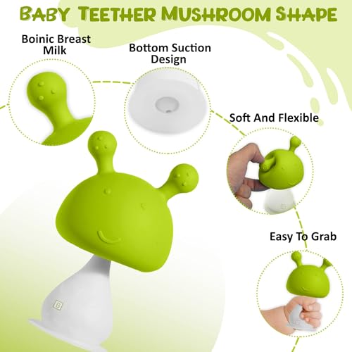 Image of Kidology Silicone Mushroom Teethers, Self-Soothing Pain Relief Soft Baby Toys Sensory Montessori Fine Motor Skills Toy for Babies Toddlers 3 + Months