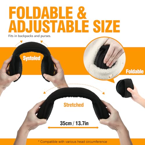 auruza unisex ear muffs - adjustable soft warm ear warmers for women amp men foldable black earmuffs for ear covers winter accessories for cold weather outdoor activities