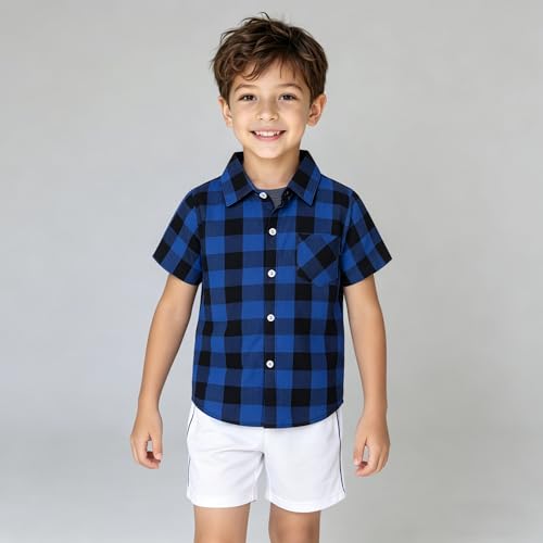 Image of Mud Kingdom Little Boys Dress Shirts Short Sleeve Cute Summer