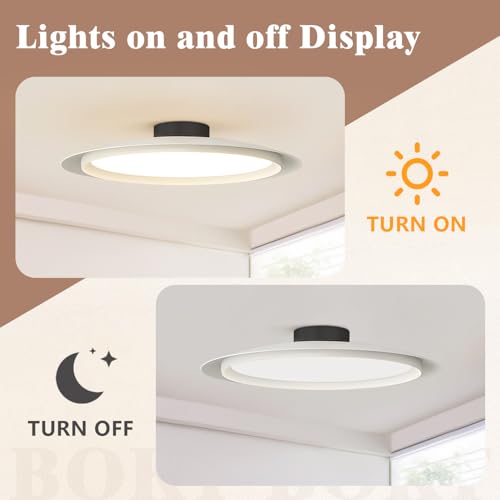 Image of Minimalist Ceiling Light 19.7 inch White Mid Century Modern Ceiling Lights Nordic LED Flush Mount Fixture Vintage Close to Ceiling Light Large Metal Ceiling Lamp for Entryway Corridor Bedroom