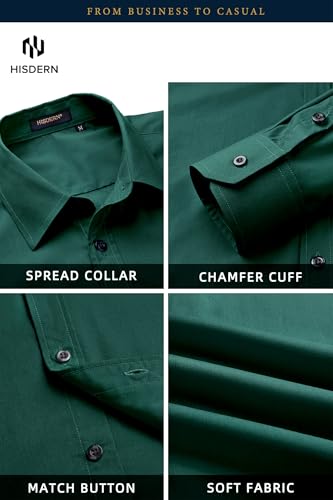 Image of HISDERN Mens Dress Shirts Long Sleeve Button Down Casual Shirts for Men Inner Contrast Formal Business Tuxedo Wedding Shirt