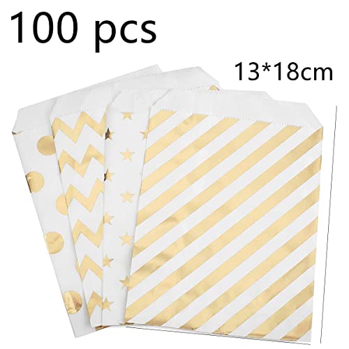 Candy bar decoratie-accessoireset, snoep bar decoratieset, slinger met 100 stuks gouden snoepzakjes + 60 stickers… - Image 3