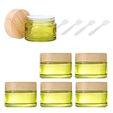 bpzxl 4 pezzi 30 g giallo contenitori cosmetici vetro, 30 ml con venature di legno coperchio crema barattoli, imbottitura interna, per cream stoccaggio di viaggi