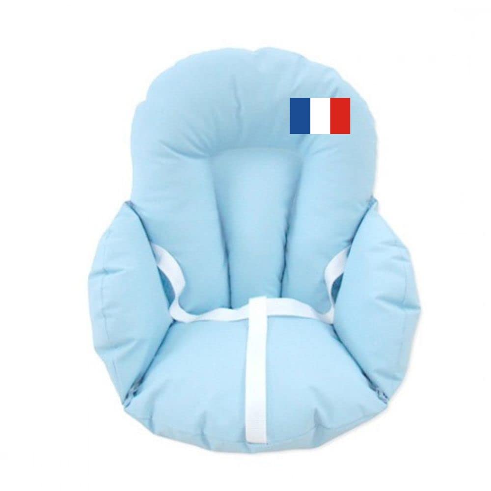 Easy Dort – Cojín de silla alta para bebé de poliuretano – con correas, fabricado en Francia – Azul