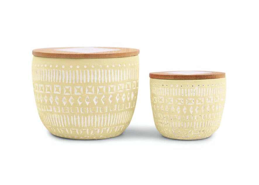 Paddywax Scented Candles Desert-Inspired Sonora Range Candle in Reusable Etched Concrete Pot with Wooden Lid, 85g, Fresh Meyer Lemon - Image 4