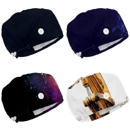 Cosmic Galaxy Ballet Dancer Silhouette (1) Pattern Decor Safety Head Protection Caps, 4 Pack Ergonomic Lightweight Caps for Industrial Household Use