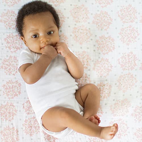 Image of SwaddleDesigns Muslin Swaddle Blankets, Swaddle Blanket for Baby Girl, Heavenly Floral Pinks with Touch of Gold Shimmer, Set of 3