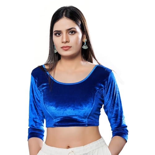 Image of Vamas Women's Velvet Non-Padded Stretchable Long Sleeve Saree Blouse (A-41.N)