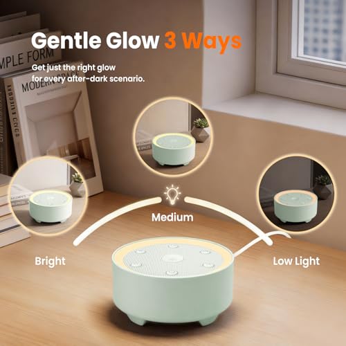 Image of Kipcush White Noise Machine for Sleeping, Baby & Adults, High-Fidelity Non-Looping Sounds, Sleep Sound Machine with Dimmable Night Light, USB Powered, Memory Function, Home, Nursery & Travel