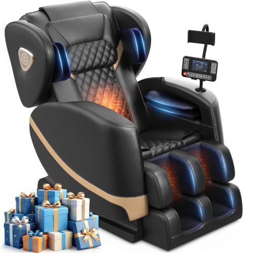 FURNIMAT 2026 Upgrade Massage Chair Full Body Massage Chair with 10 Fix Points Heating Foot Massage Auto Modes Bluetooth Speaker Touch Screen Controller Zero Gravity Home Office