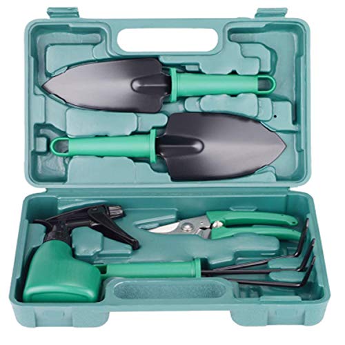 V-NO 5 Piece Garden Tools Set - Gardening Tools - Gardening Gifts Tool Set with Garden Trowel Pruners and More - Vegetable Herb Garden Hand Tools with Storage Box