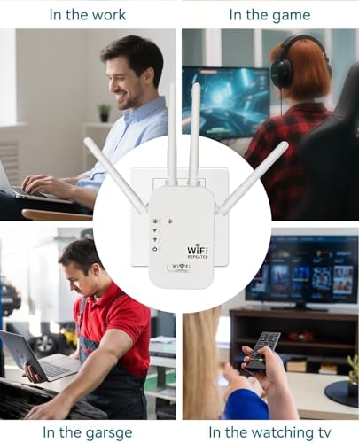 Image of 300Mbps WiFi Extender Signal Booster,WiFi Extender Dual Band for Home,New Gen 6X Faster Internet Booster Extender, WiFi Repeater Coverage up to 10K sq.ft and 65 Devices (White)