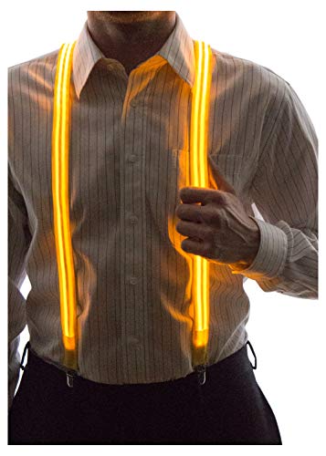 NEON NIGHTLIFE Stripe Light Up LED Suspenders for Men, Cool Costume Accessory | Colorful Blinky Flashy Nerd Clothing Outfit