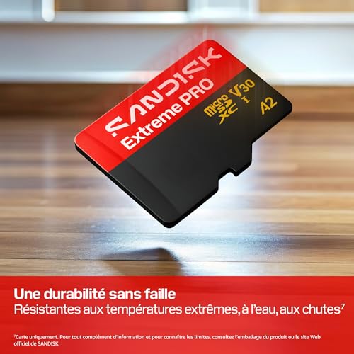SanDisk Extreme PRO Carte mémoire flash adaptateur SD inclus e A2 / Video Class V30 / UHS I U3 microSDXC UHS I - vue 6