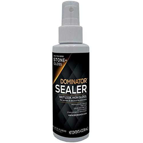 4 Oz. DOMINATOR Stone+ Gloss Clear Acrylic Sealer | Satin Finish Stone Sealer, Clay Brick Sealer | Color Enhancing | Professional Grade | Fast Dry | Indoor and Outdoor
