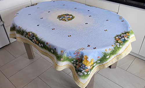 Tablecloth Easter Swan Tapestry Golden Thread Eggs Flowers Table Linens For Square Or Rectangle Table Fabric Multicolor Table Cloth (54In X 102In) #TOP5