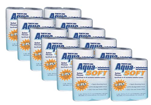 Thetford 03300 Aqua-Soft Toilet Tissue 2-Ply / 4-Pack Quantity 12